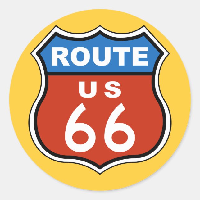 Adesivo Redondo Rota US 66 - Sinal (Frente)