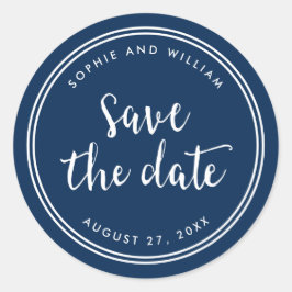 Adesivo Redondo Roteiro Azul e Listras Brancas Salve a Data