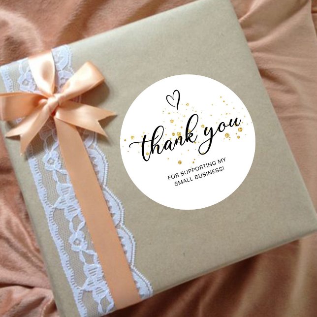 Adesivo Redondo Roteiro de Agradecimento Coração de Ouro Pequena E (Criador carregado)