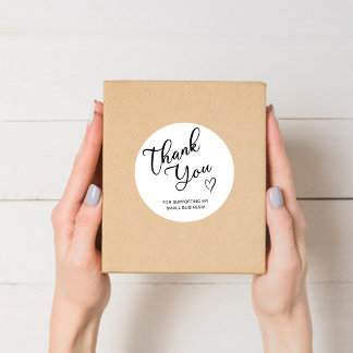 Adesivo Redondo Roteiro de Agradecimento Coração Pequena Empresa