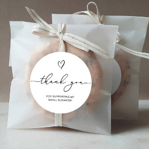 Adesivo Redondo Roteiro de Agradecimento Coração Pequena Empresa