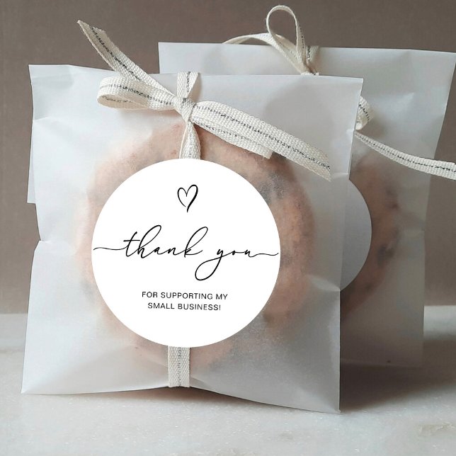 Adesivo Redondo Roteiro de Agradecimento Coração Pequena Empresa (Criador carregado)