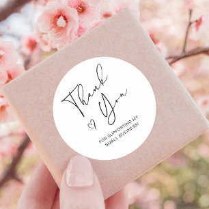 Adesivo Redondo Roteiro de Agradecimento Coração Pequena Empresa