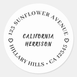 Adesivo Redondo Roteiro de Coração Moderno Design Minimalista