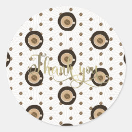 Adesivo Redondo Roteiro de Folha de Chuva de Noiva de Café Bar Lat