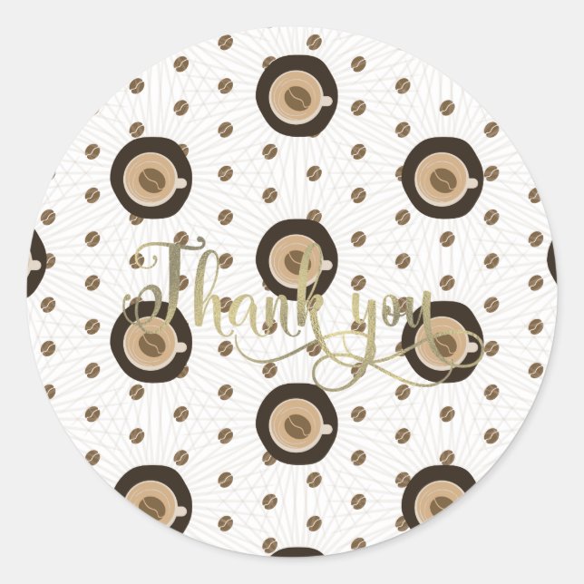 Adesivo Redondo Roteiro de Folha de Chuva de Noiva de Latte de Caf (Frente)