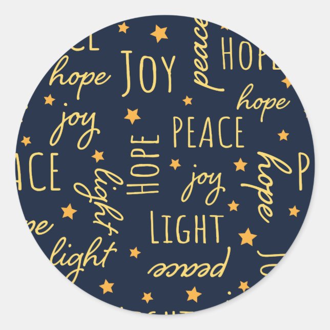 Adesivo Redondo Roteiro de Natal Alegre em Azul Marinho Moderno e  (Frente)