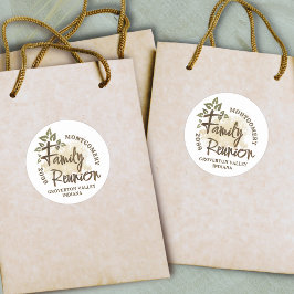 Adesivo Redondo Roteiro de Reunião de Família Aquarela Nome da Árv