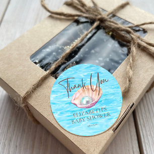 Adesivo Redondo Roteiro do Chá de fraldas de Garota da Seashell