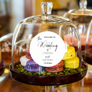 Adesivo Redondo Roteiro Manuscrito 'Bem-vindo ao nosso Casamento' 