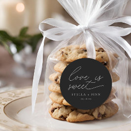 Adesivo Redondo Roteiro Moderno Casamento Amor é Doce