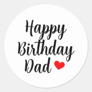 Adesivo Redondo Roteiro Simples de Feliz Aniversário Papai Coração