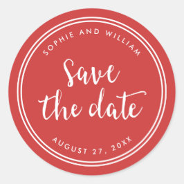 Adesivo Redondo Roteiro Vermelho e Listras Brancas Salve a Data