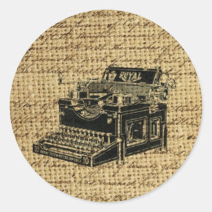 Adesivo Redondo roteiros jornalísticos burlap antique tywrite