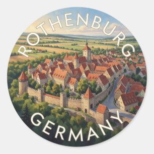 Adesivo Redondo Rothenburg Alemanha Cidade Medieval Amuralhada