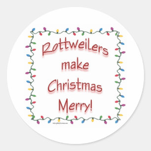Adesivo Redondo Rotitweilers fazem Feliz de Natal - Sticker