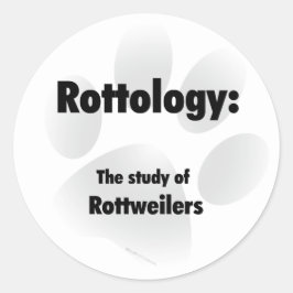 Adesivo Redondo Rottology; Estudo de Rottweilers, Rottweiler, Rott