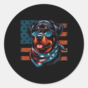 Adesivo Redondo Rottweiler 4º De Julho Gles De Bandeiras Americana