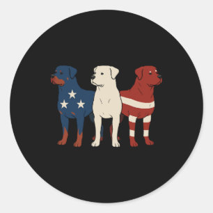 Adesivo Redondo Rottweiler 4 de Julho Amante de Cães Homens Bandei