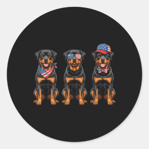 Adesivo Redondo Rottweiler 4 De Julho Bandeira Americana Cão Rotti