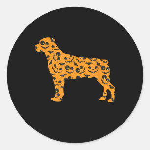 Adesivo Redondo rottweiler abóbora forma de morcego engraçado as