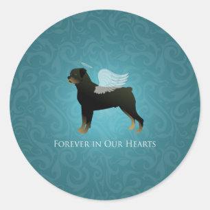Adesivo Redondo Rottweiler Angel - Pet Memorial Design