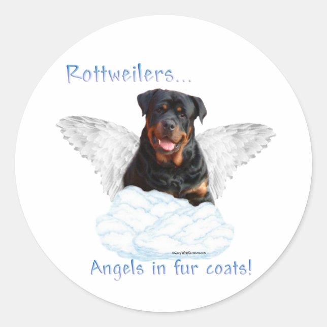 Adesivo Redondo Rottweiler Angel Sticker (Frente)