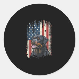 Adesivo Redondo rottweiler bandeira americana usa amante patriota