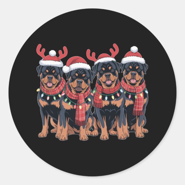 Adesivo Redondo Rottweiler Cachorro Natal Pai Mãe (Frente)