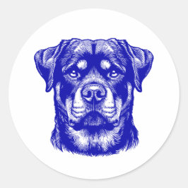 Adesivo Redondo Rottweiler Dog Face - Line Art