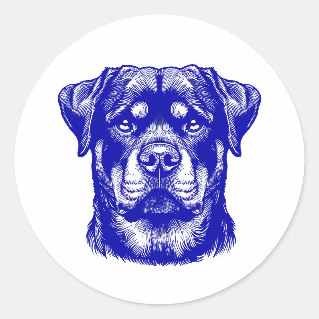 Adesivo Redondo Rottweiler Dog Face - Line Art (Frente)