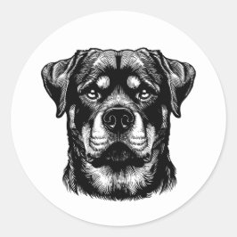 Adesivo Redondo Rottweiler Dog Face- Line Art