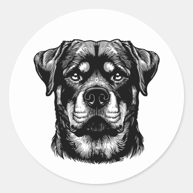 Adesivo Redondo Rottweiler Dog Face- Line Art (Frente)