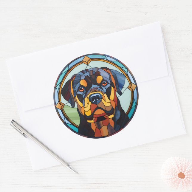 Adesivo Redondo Rottweiler Dog Sticker Pack (Envelope)