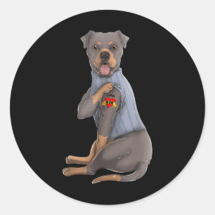 Adesivo Redondo Rottweiler Eu Amo Mamãe Tatuagem Cão Engraçado Dia