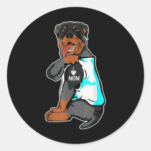 Adesivo Redondo Rottweiler Eu Amo Mamãe Tatuagem Rottie Mama Cacho