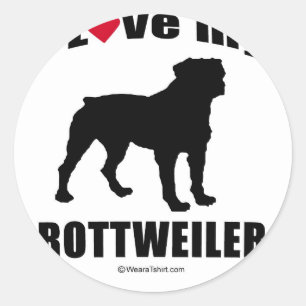 ADESIVO REDONDO ROTTWEILER: "EU AMO MEU ROTTWEILER"