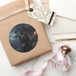 Adesivo Redondo Rottweiler Halloween Scary