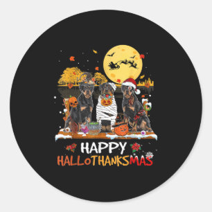 Adesivo Redondo Rottweiler Happy Hallothanksmas Halloween Thanksgi