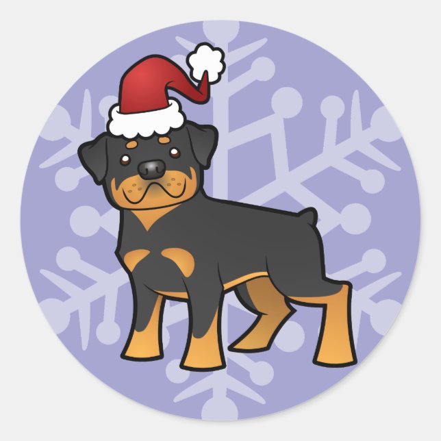 Adesivo Redondo Rottweiler Natal (Frente)