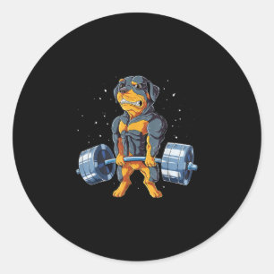 Adesivo Redondo Rottweiler Pesando Engraçados Homens Fitnes
