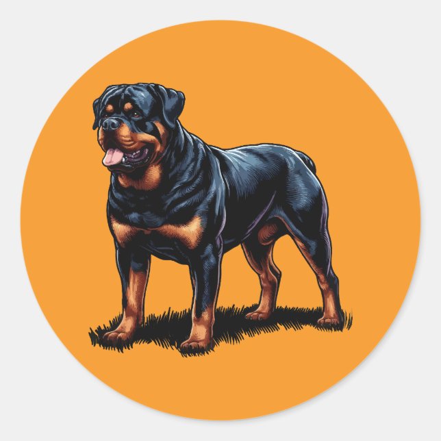 Adesivo Redondo Rottweiler Stunning Dog Art Sticker (Frente)