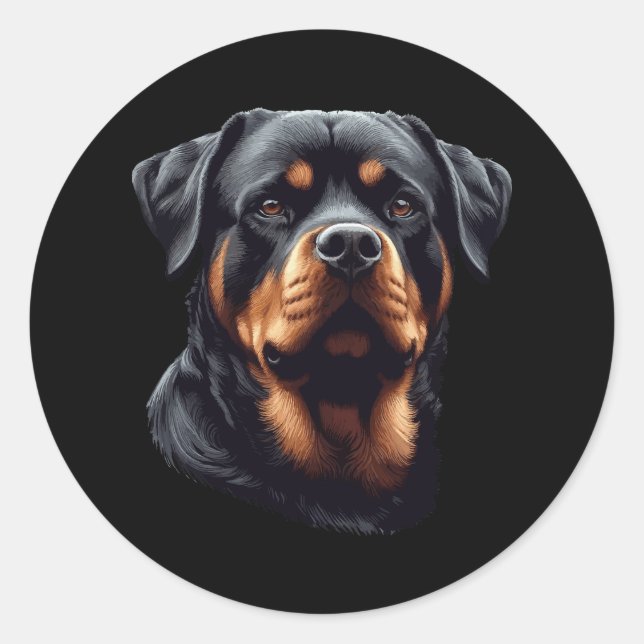 Adesivo Redondo Rottweiler Stunning Dog Head Art  (Frente)