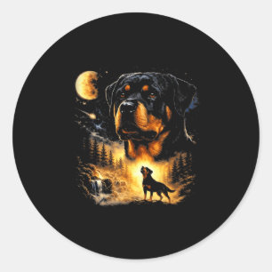 Adesivo Redondo Rottweiler uivando para a lua vintage 90s engraçad
