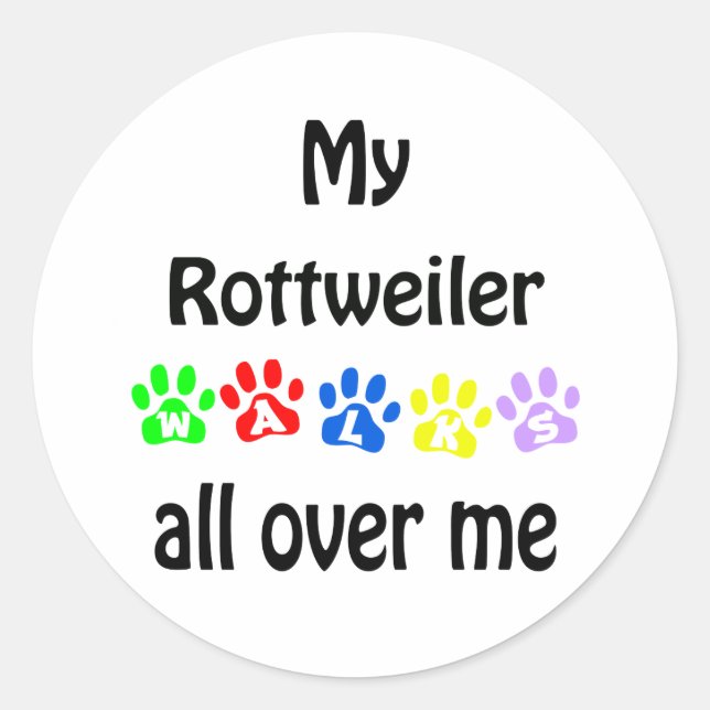 Adesivo Redondo Rottweiler Walks Design (Frente)