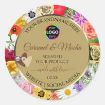 Rotulagem Colorida do Produto bege Floral Rotulage