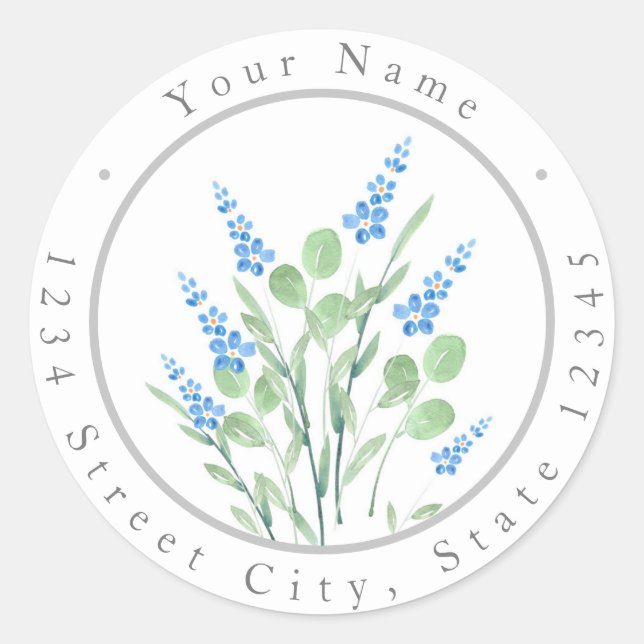 Adesivo Redondo Rotulagem de Buquês de Flores Selvagens de Aquarel (Frente)