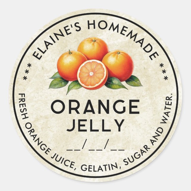Adesivo Redondo Rotulagem de conservas de ingredientes de gelatina (Frente)