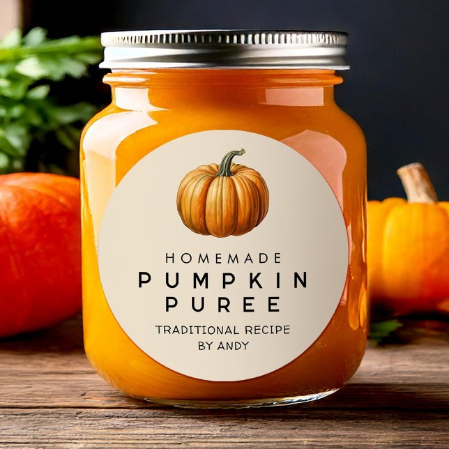 Adesivo Redondo Rotulagem de conservas de puré de abóbora (Criador carregado)
