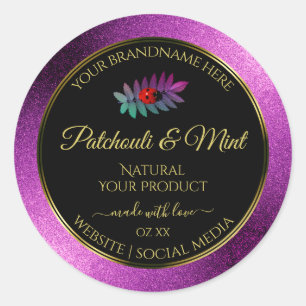 Adesivo Redondo Rotulagem de Produto Preto Roxo Moderno - Ladybug